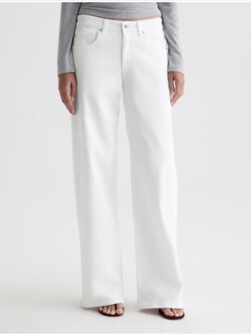 AG Adriano Goldschmied Aria Low -rise White Wide-Leg Jeans Gallery White Size 33